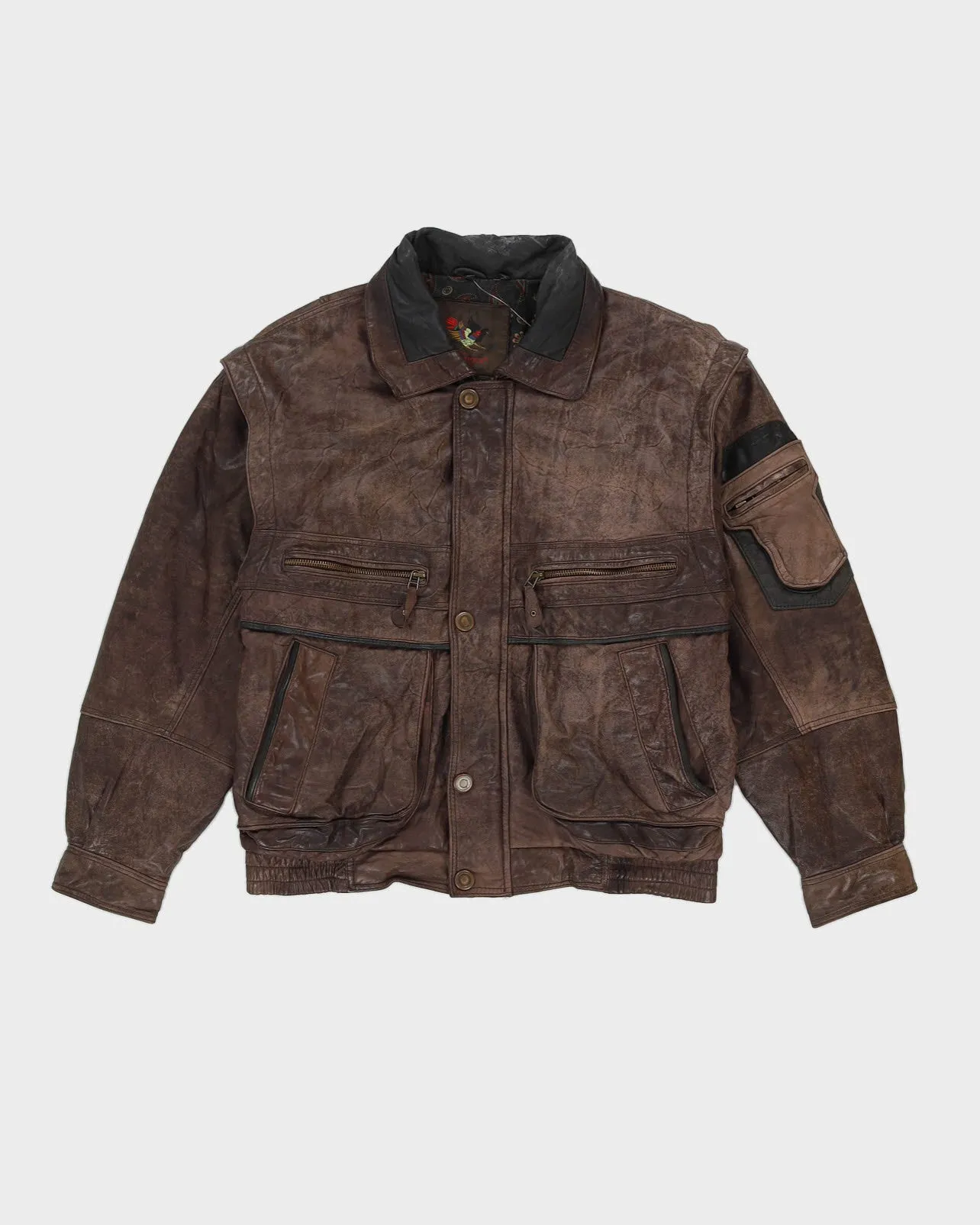 00s Brown Leather Jacket - M