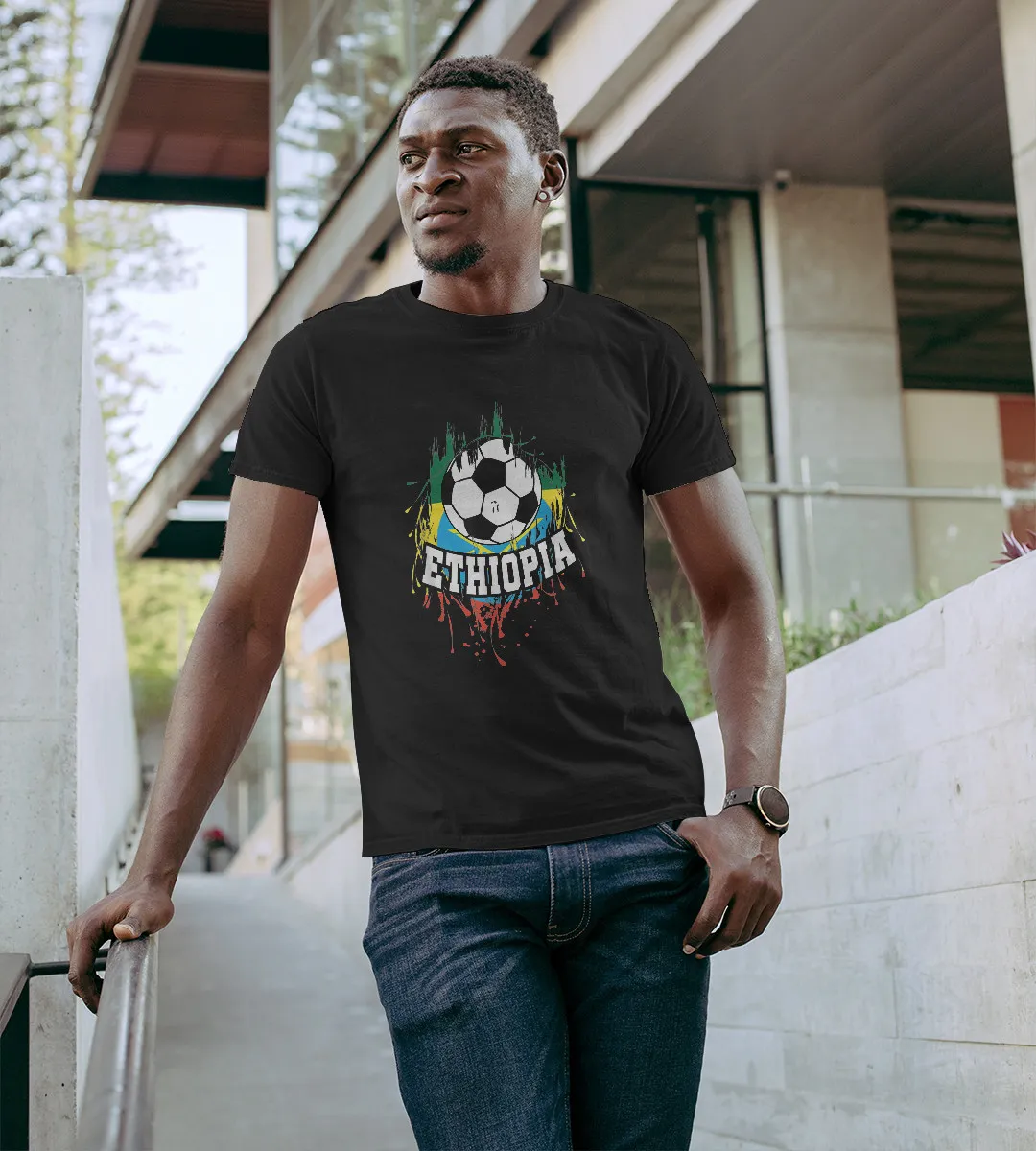 1sttheworld T-Shirt - Ethiopian Football Habesha T-Shirt Black A35