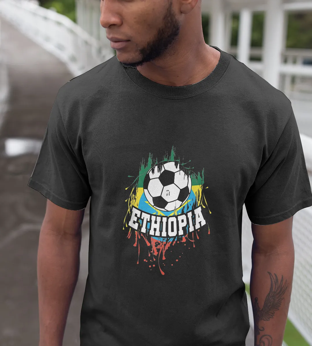 1sttheworld T-Shirt - Ethiopian Football Habesha T-Shirt Black A35