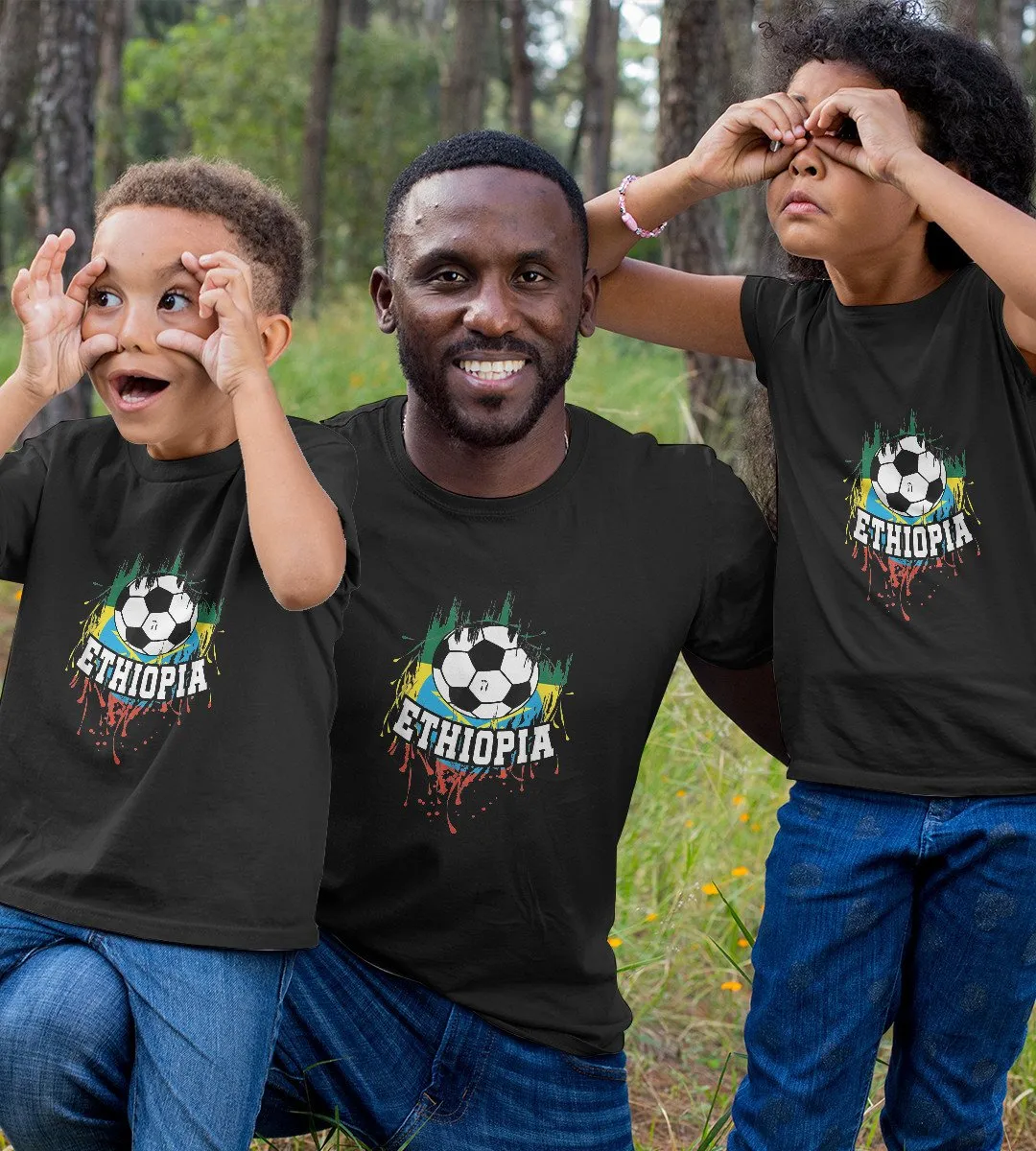 1sttheworld T-Shirt - Ethiopian Football Habesha T-Shirt Black A35