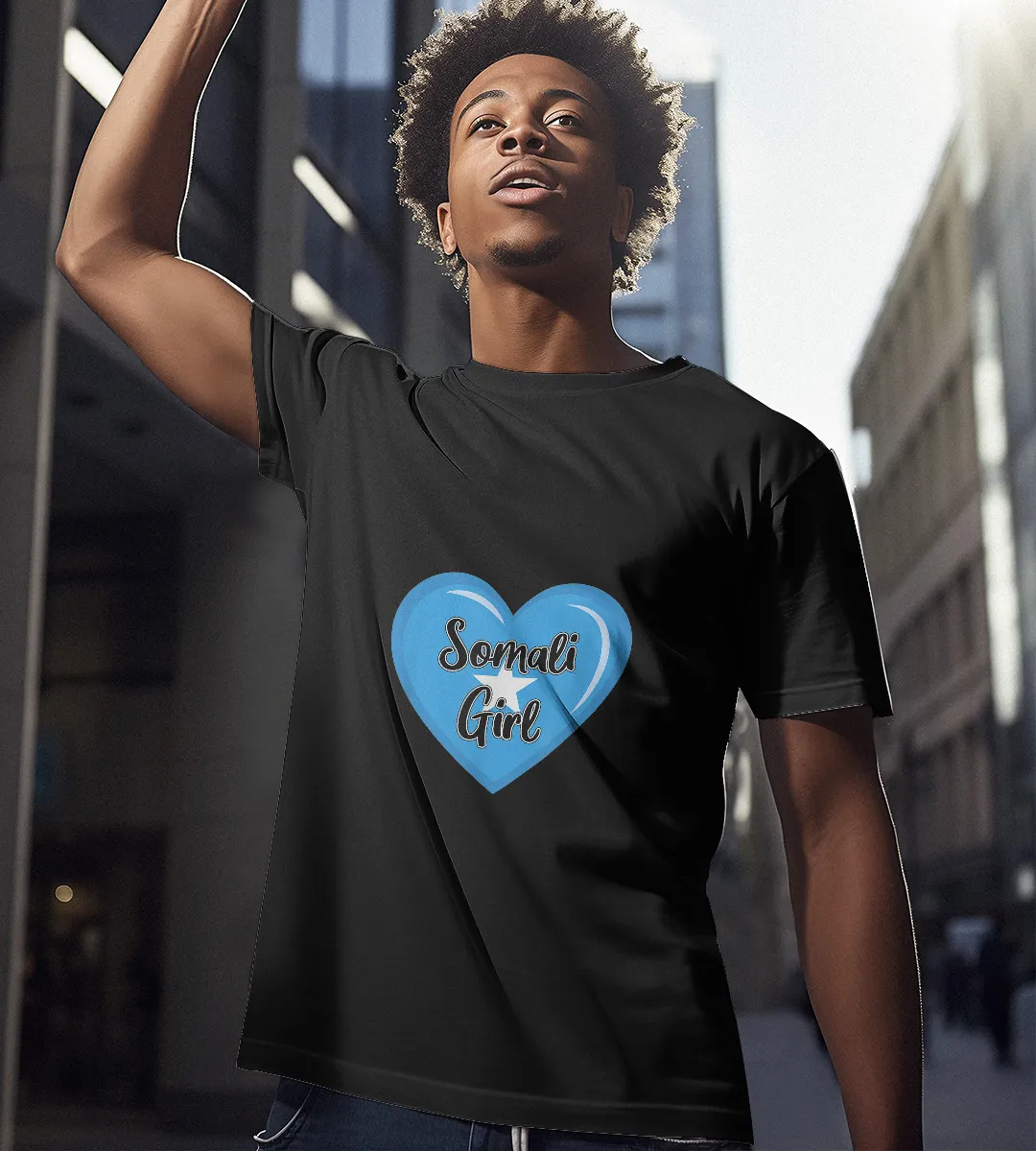 1sttheworld T-Shirt - Heart Somalia Flag T-Shirt Black A35