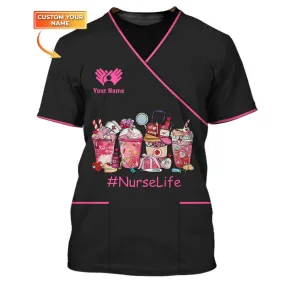 3D All Over Print Nurse Shirt, #NurseLife Tee Shirt Medical Scrubs Clothing Custom Nurse Tshirt