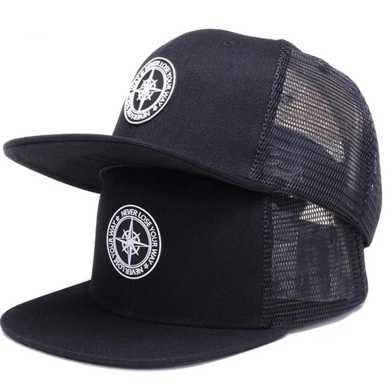 6panels Bone Black Mesh Truck Hip Hop Caps for Men and Women