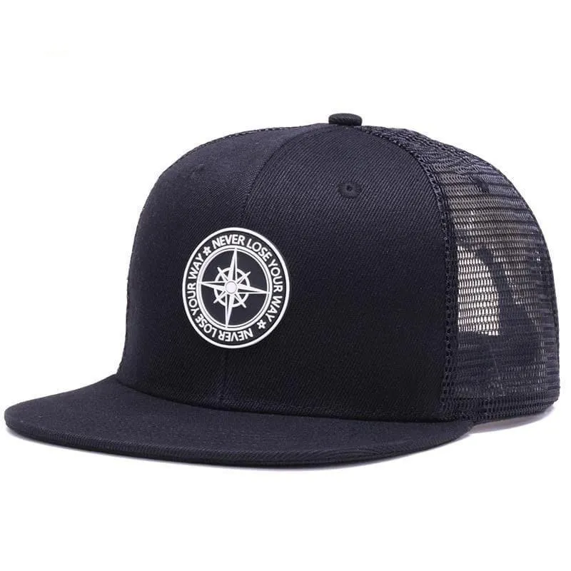 6panels Bone Black Mesh Truck Hip Hop Caps for Men and Women