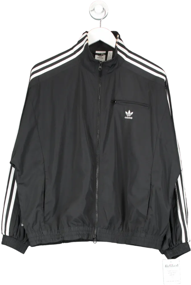 adidas Grey Three Stripe Windbreaker Jacket UK 10