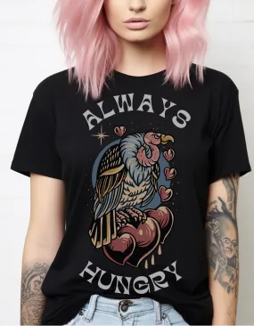 Always Hungry Vulture Hearts Tattoo T-shirt / Dark Cloud Lightning Eye Unisex Traditional Tattoo Tee Shirt / Punk Rock Clothing Tshirt