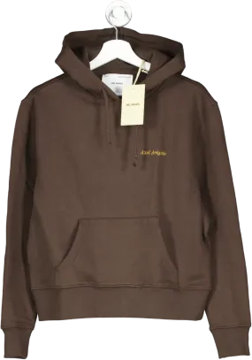 AXEL ARIGATO Deep Brown Trademark Gold Logo-print Hoodie UK S