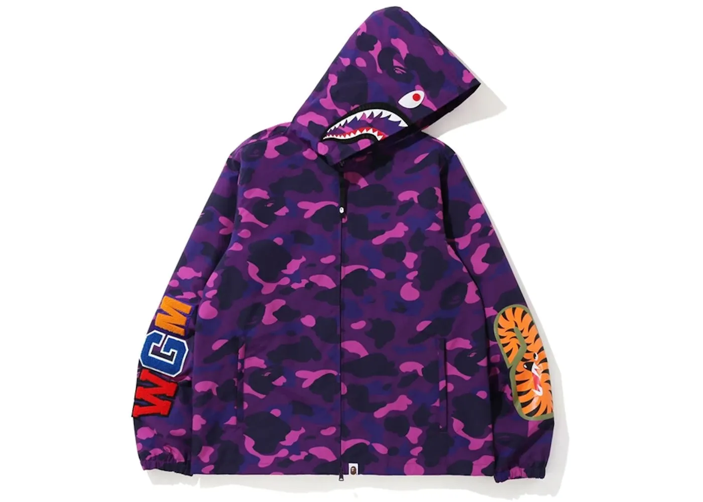 BAPE Color Camo WGM Shark Hoodie Jacket Purple