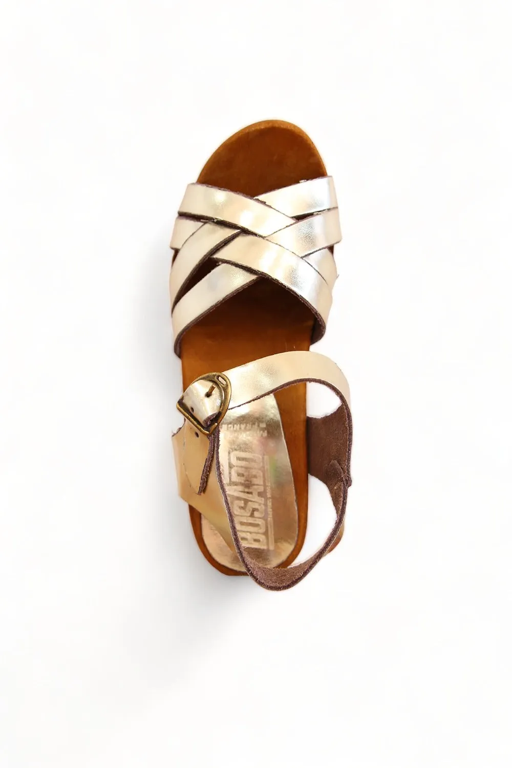 BOSABO LEATHER GOLD MIRROR FOUR STRAP SANDAL