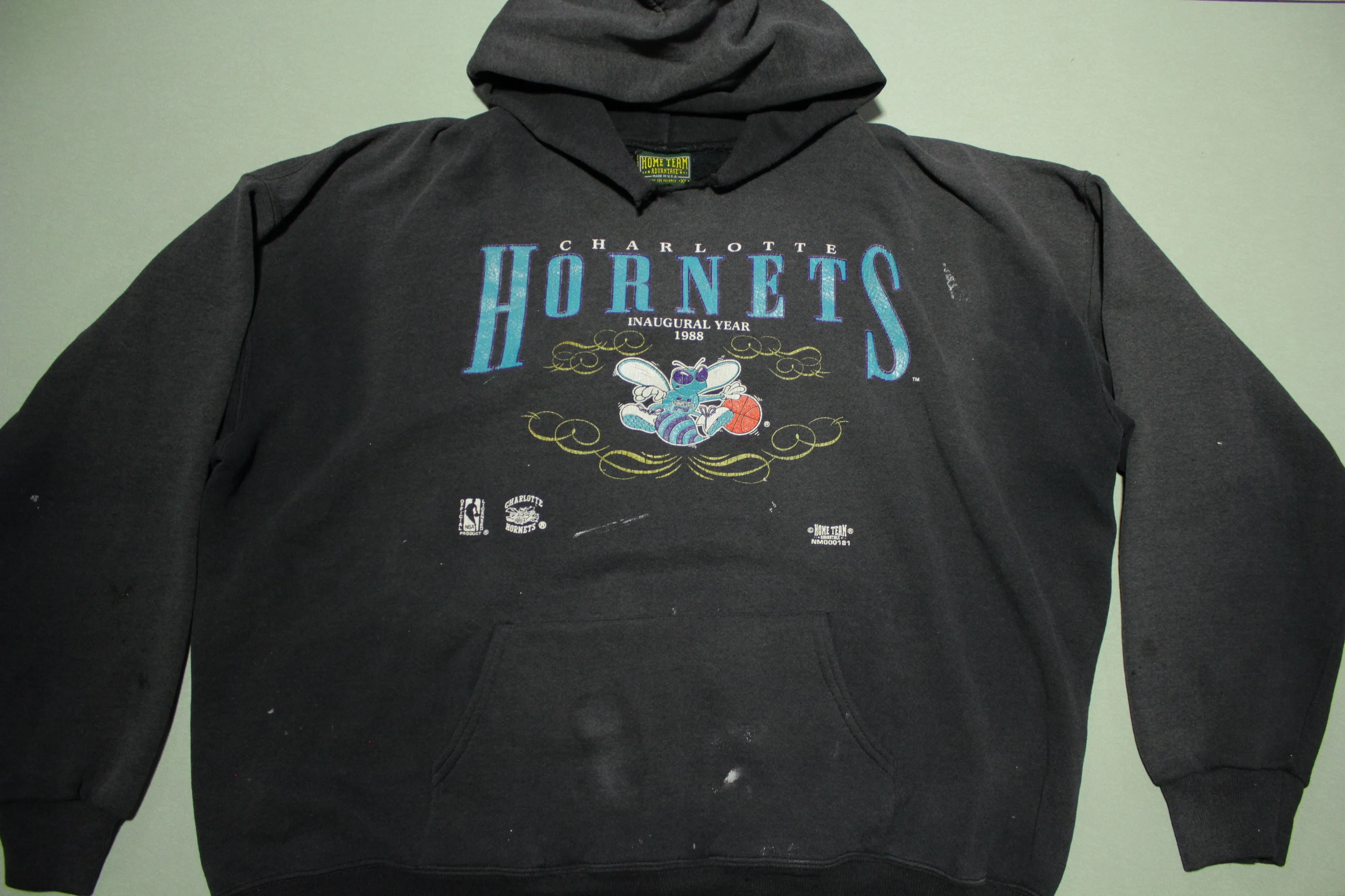 Charlotte Hornets Vintage 1988 Inaugural Distressed Hoodie Home Team USA Sweatshirt