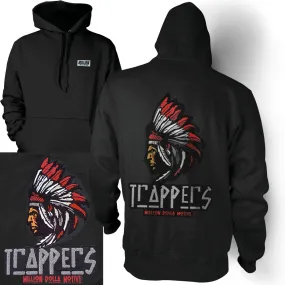 Chenille Trappers - Black Hoodie Sweatshirt