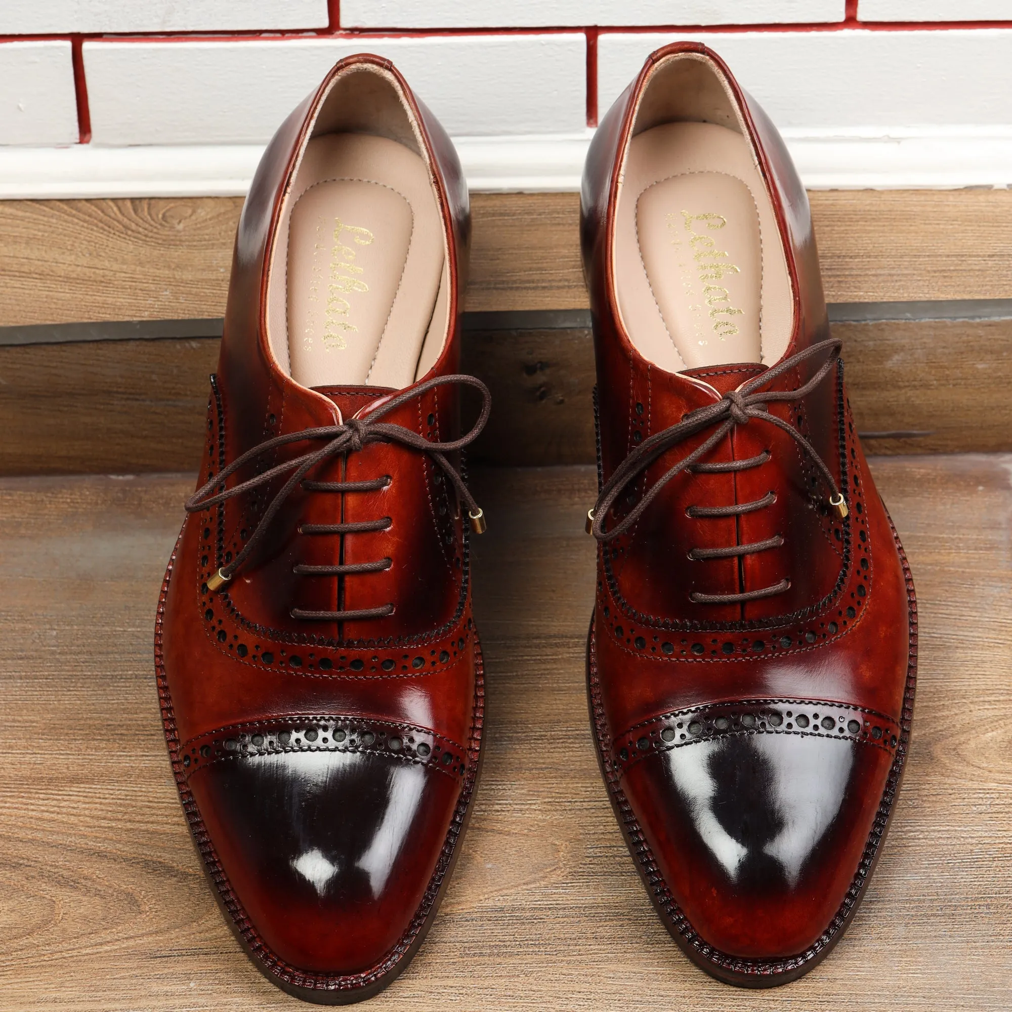 Classic Captoe Oxford - Red & Black