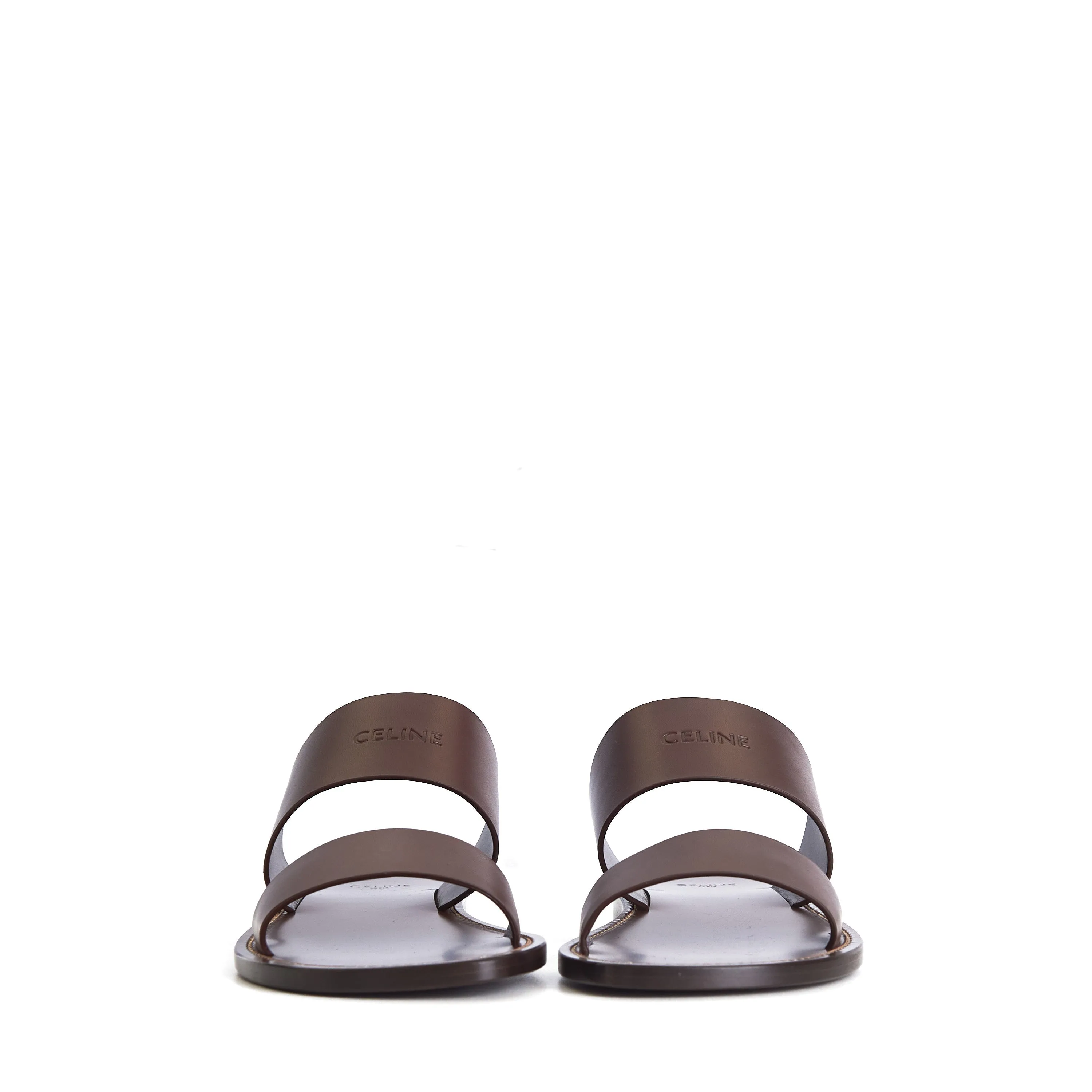 Dark Brown Calfskin Leather Sandals - Lerins Vegetal Tanning