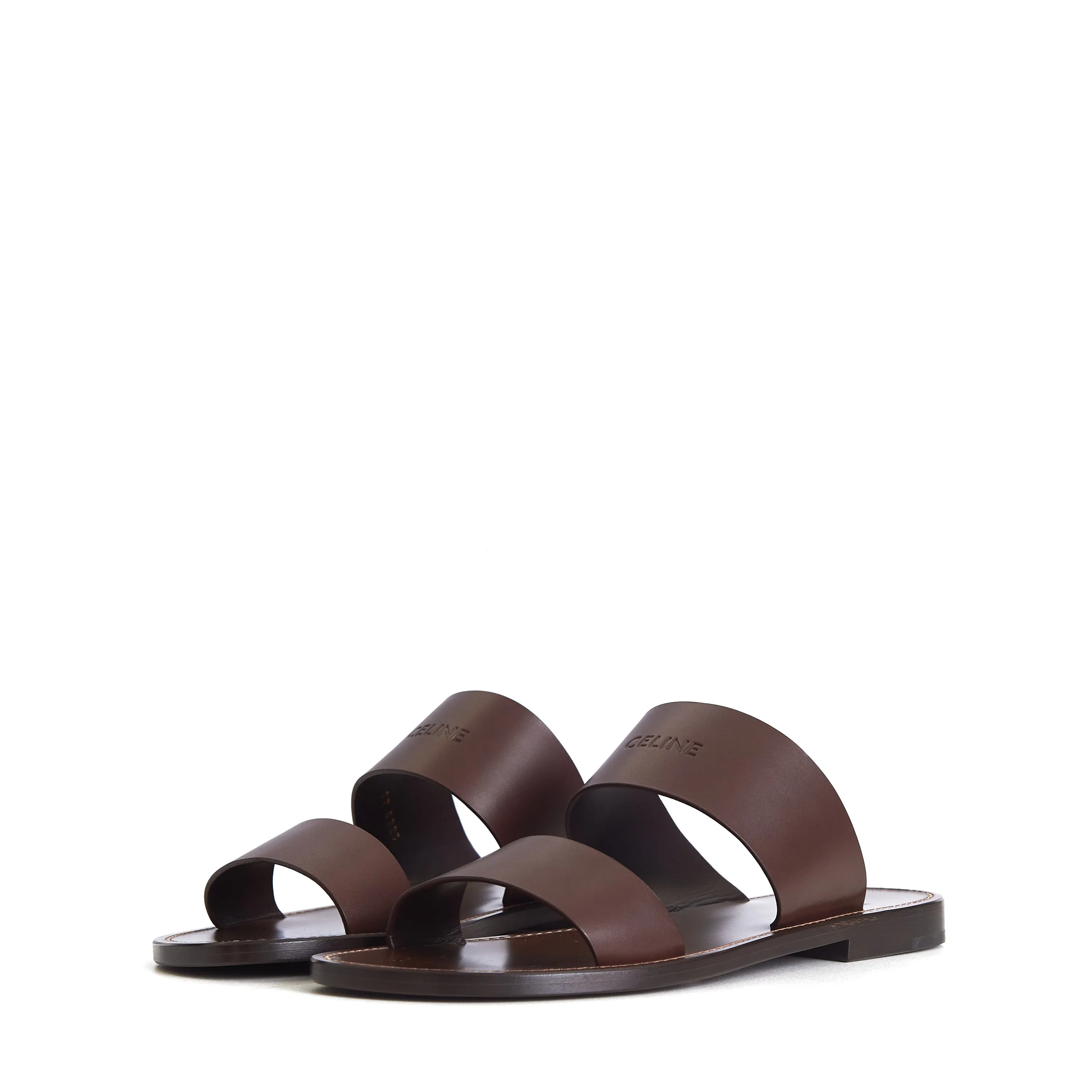 Dark Brown Calfskin Leather Sandals - Lerins Vegetal Tanning