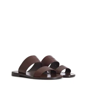 Dark Brown Calfskin Leather Sandals - Lerins Vegetal Tanning