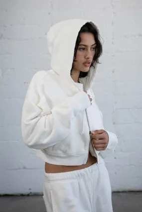 ELWOOD BABYDOLL CROP ZIP HOODIE VINATGE WHTE