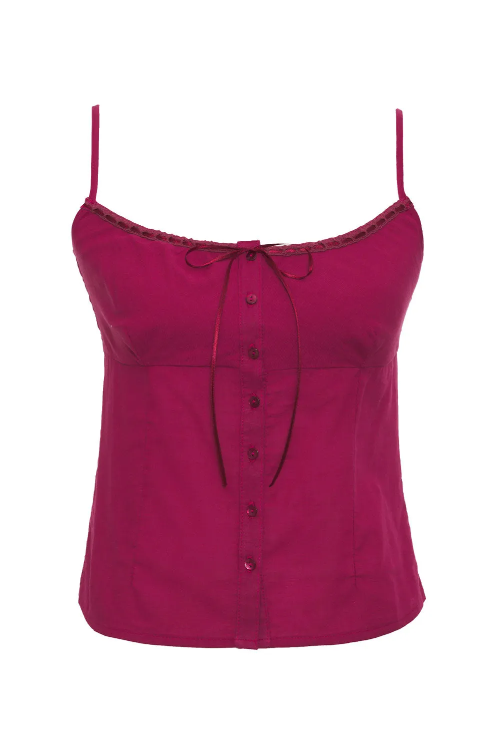 Evangelina Button Up Tank - Bordeaux