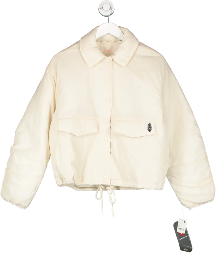 Free People Cream Off The Bleachers Coaches Primaloft Jacket UK XS