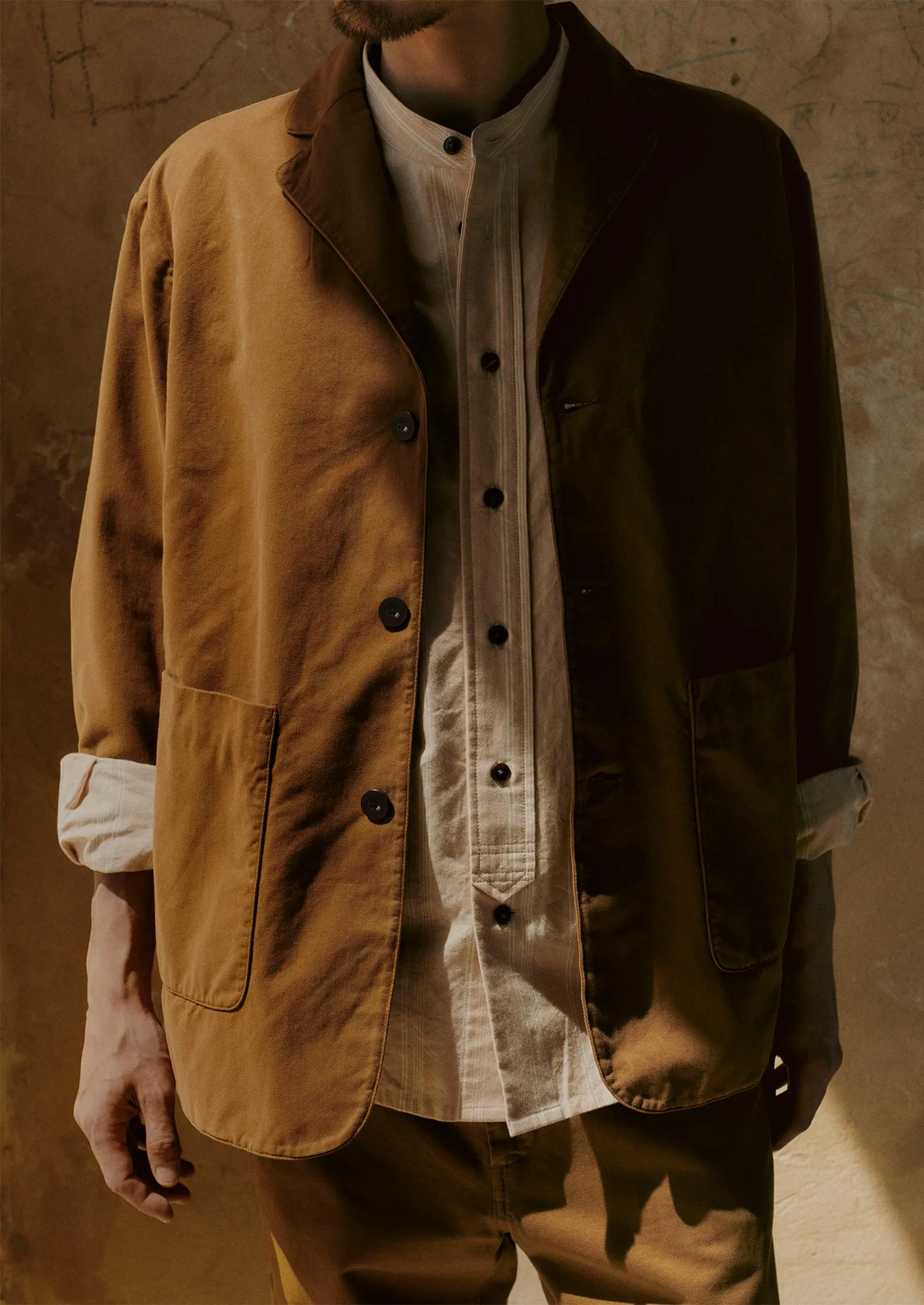 Garment Dyed Brushed Cotton Jacket | Sandstone