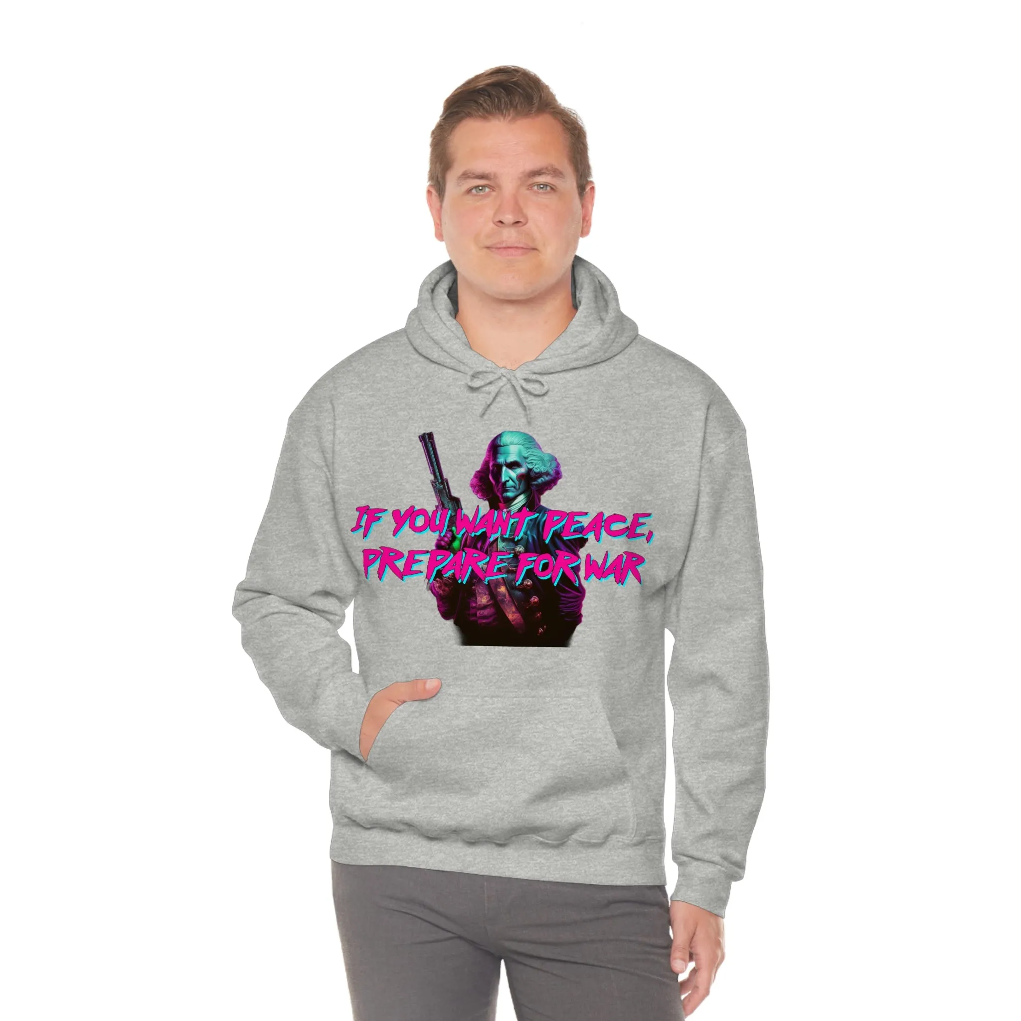 George Washington "Warrior" Synthwave Hooded Sweatshirt