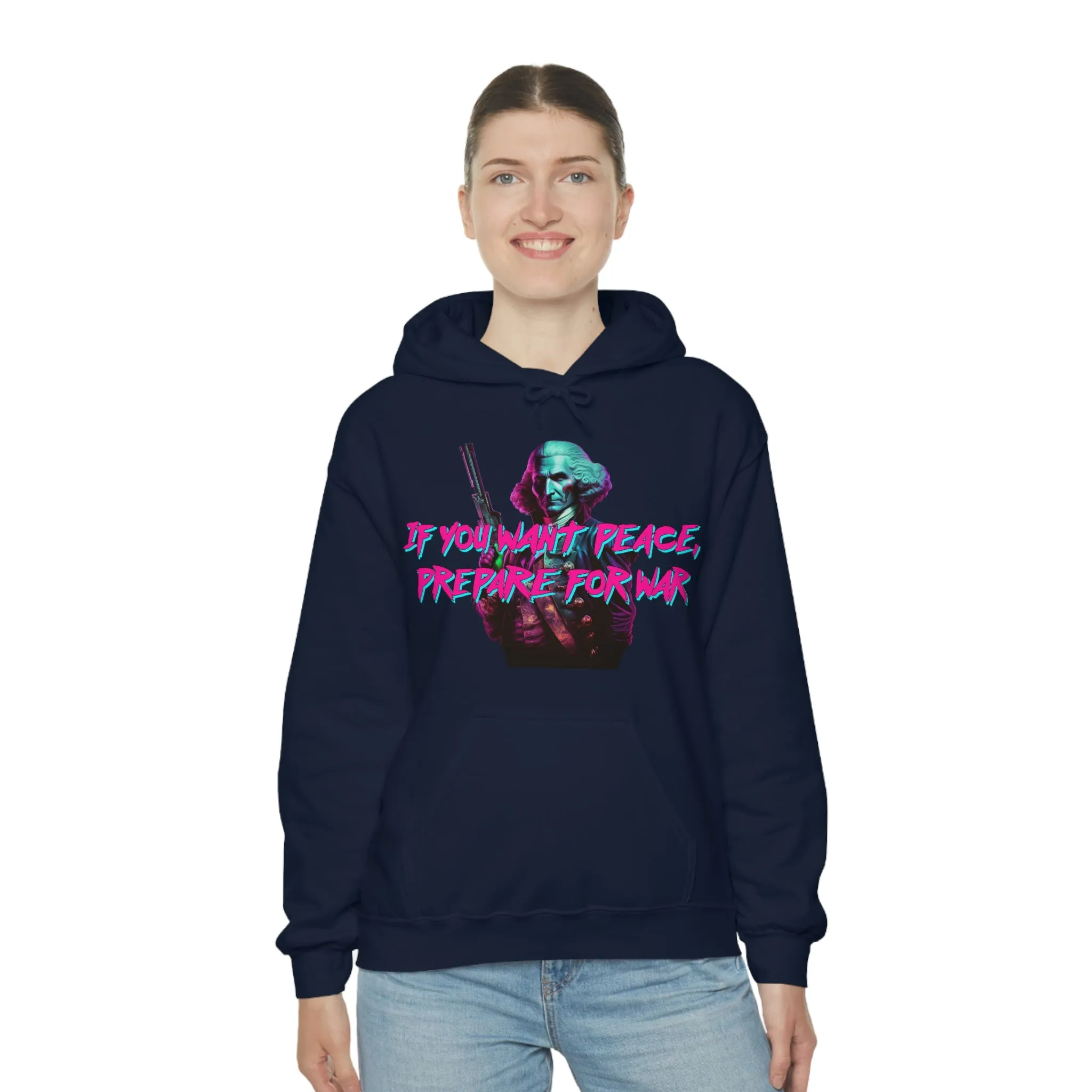 George Washington "Warrior" Synthwave Hooded Sweatshirt