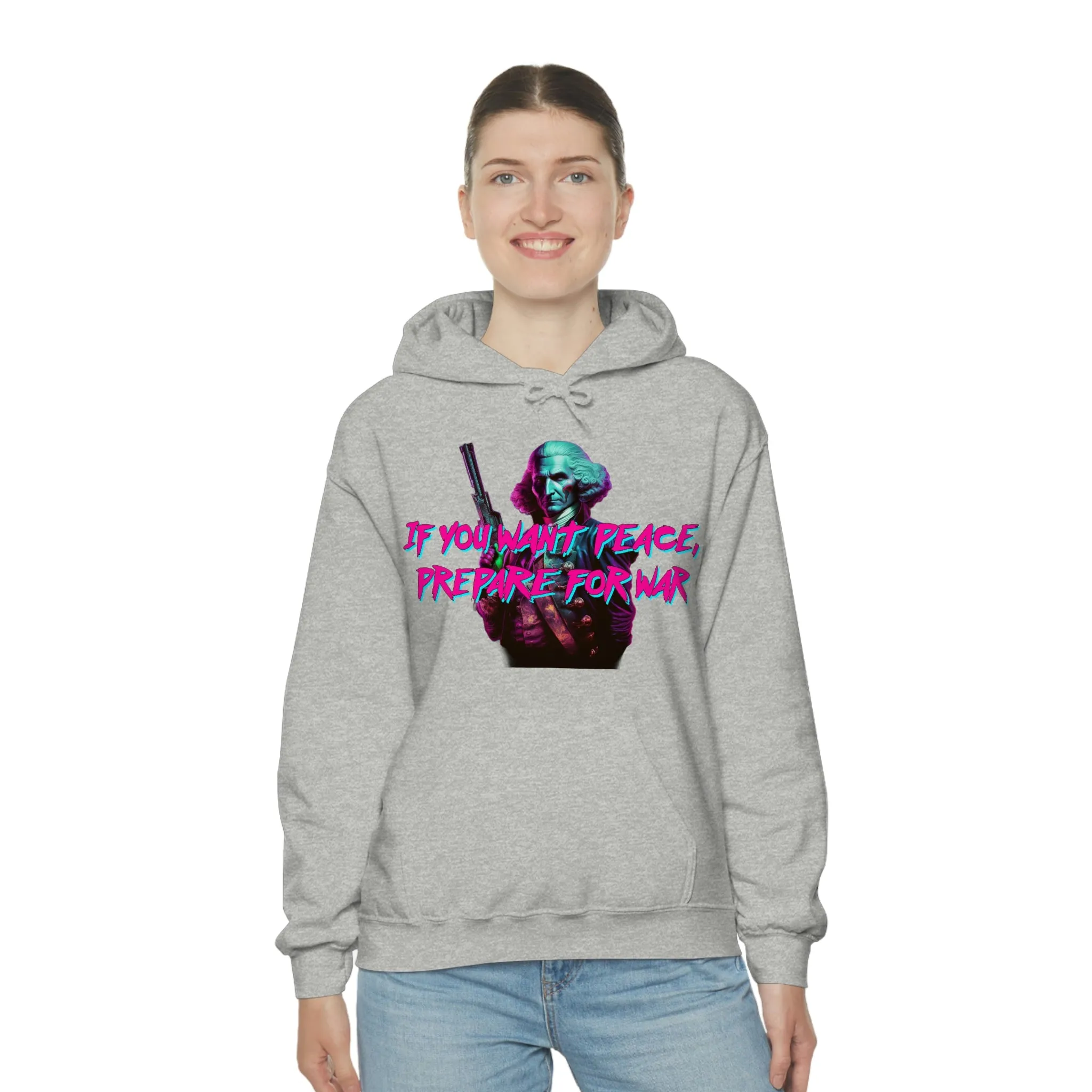 George Washington "Warrior" Synthwave Hooded Sweatshirt