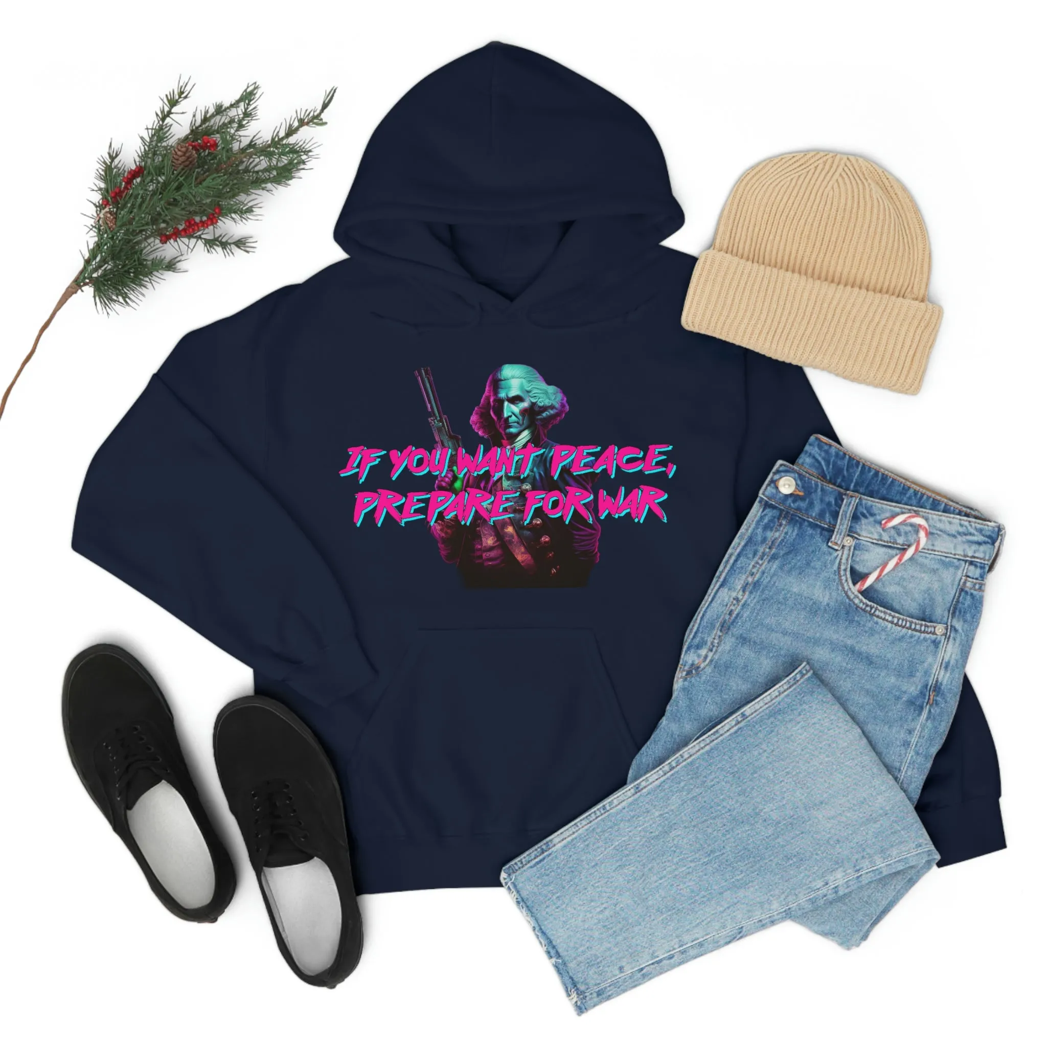 George Washington "Warrior" Synthwave Hooded Sweatshirt