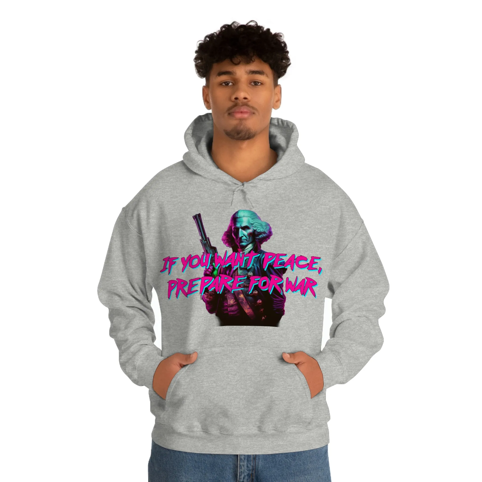 George Washington "Warrior" Synthwave Hooded Sweatshirt