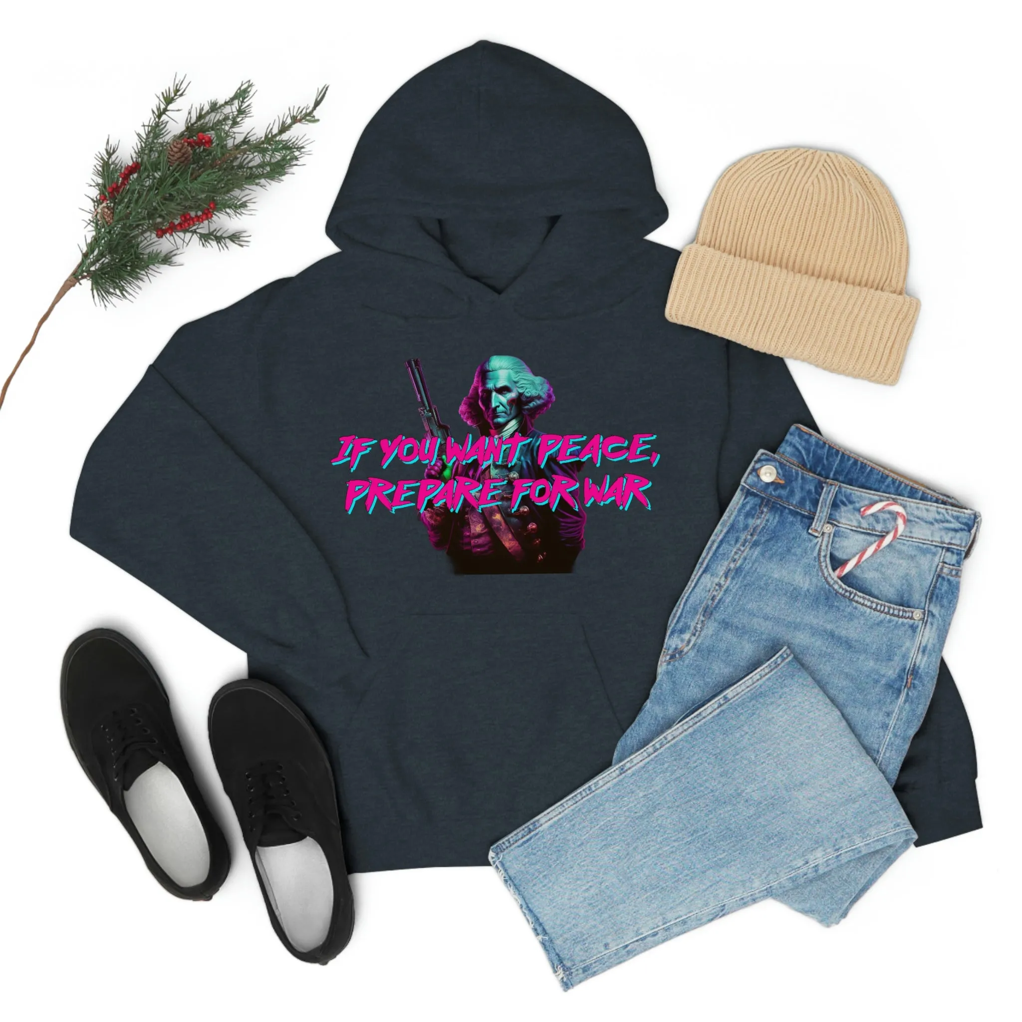 George Washington "Warrior" Synthwave Hooded Sweatshirt