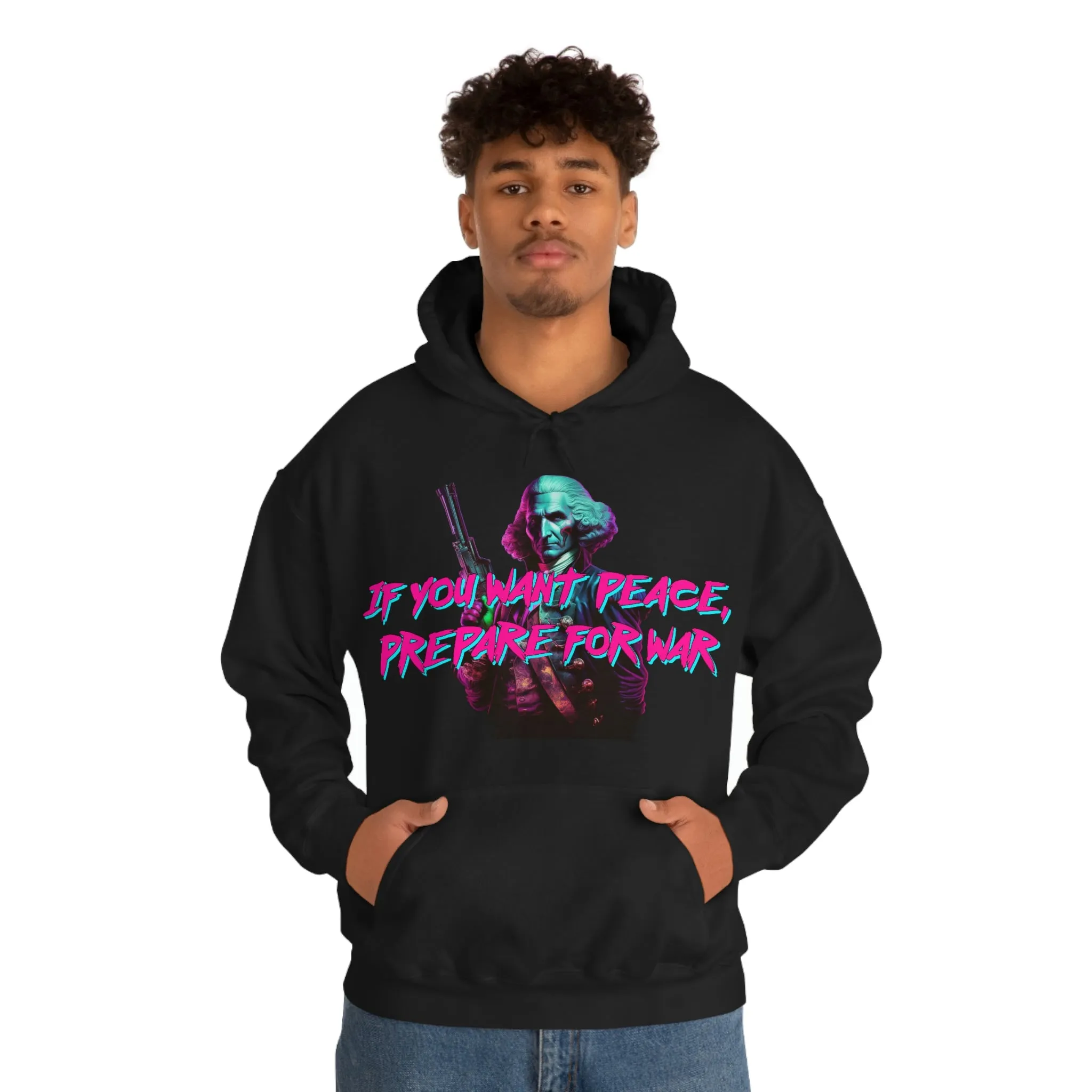 George Washington "Warrior" Synthwave Hooded Sweatshirt