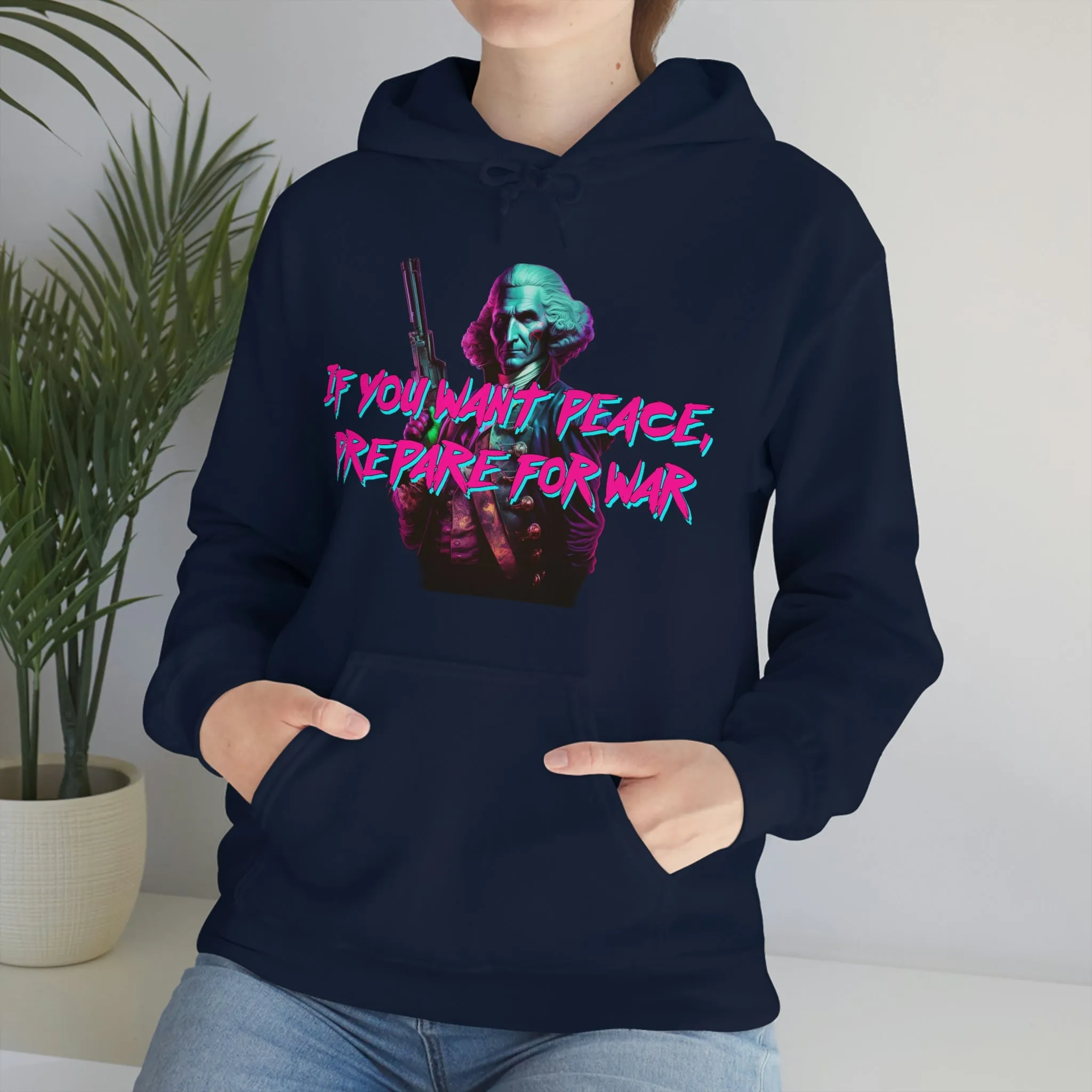 George Washington "Warrior" Synthwave Hooded Sweatshirt