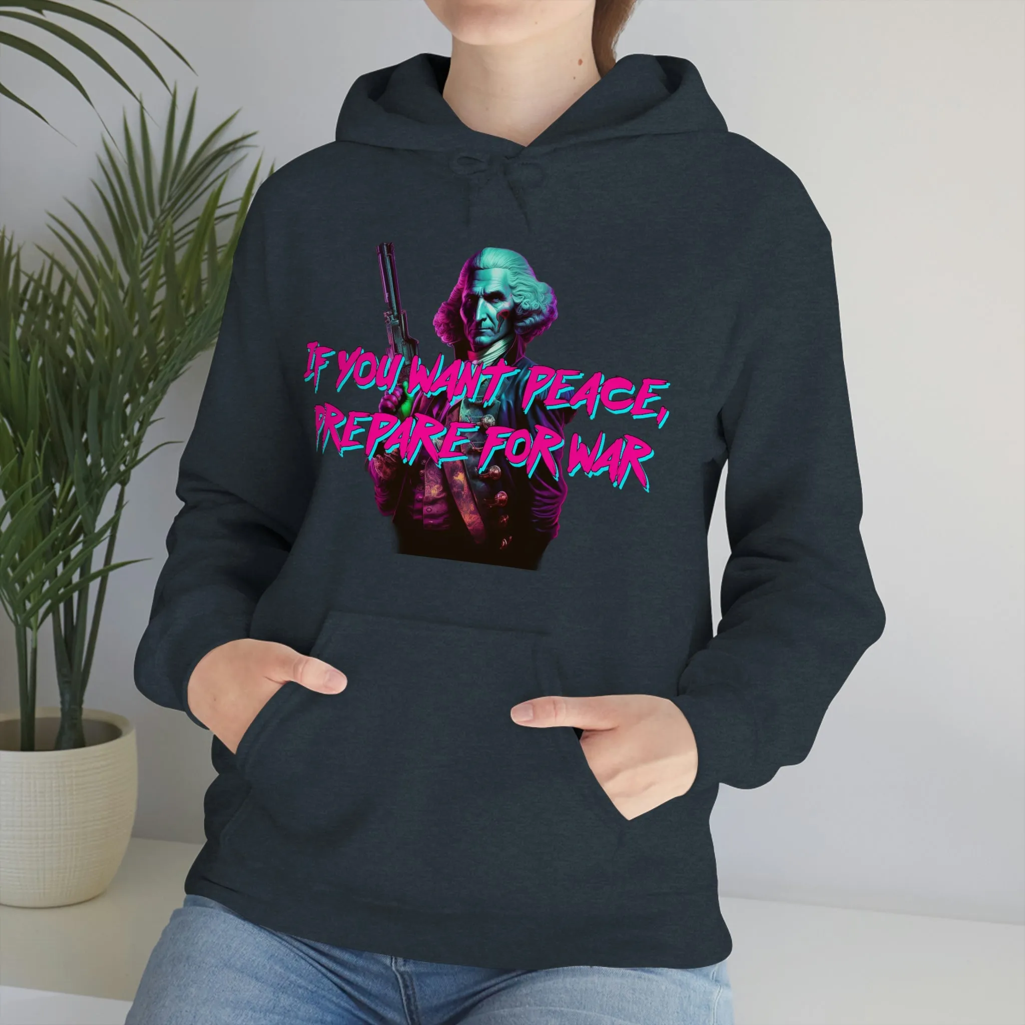 George Washington "Warrior" Synthwave Hooded Sweatshirt