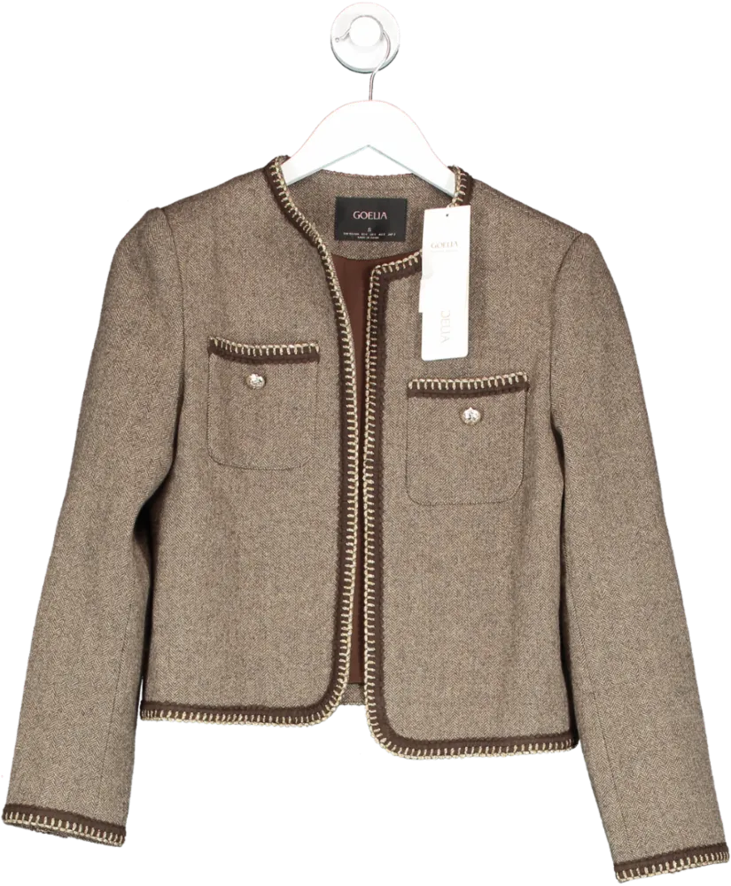 Goelia Retro Brown Washable Woolen Jacket UK S