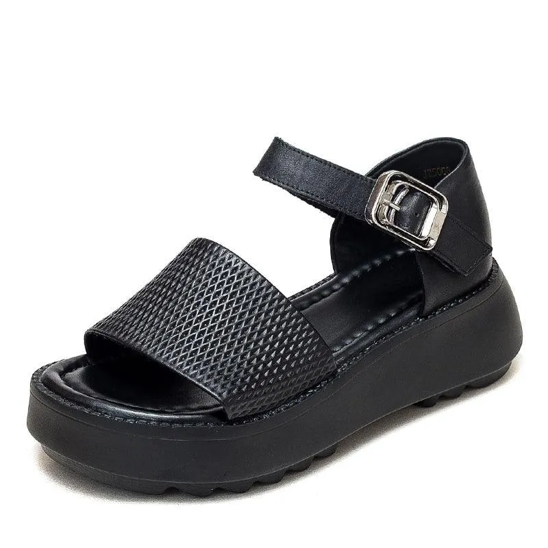 GR310 Roman Sandals: Leather Wedge Women's Casual Shoes