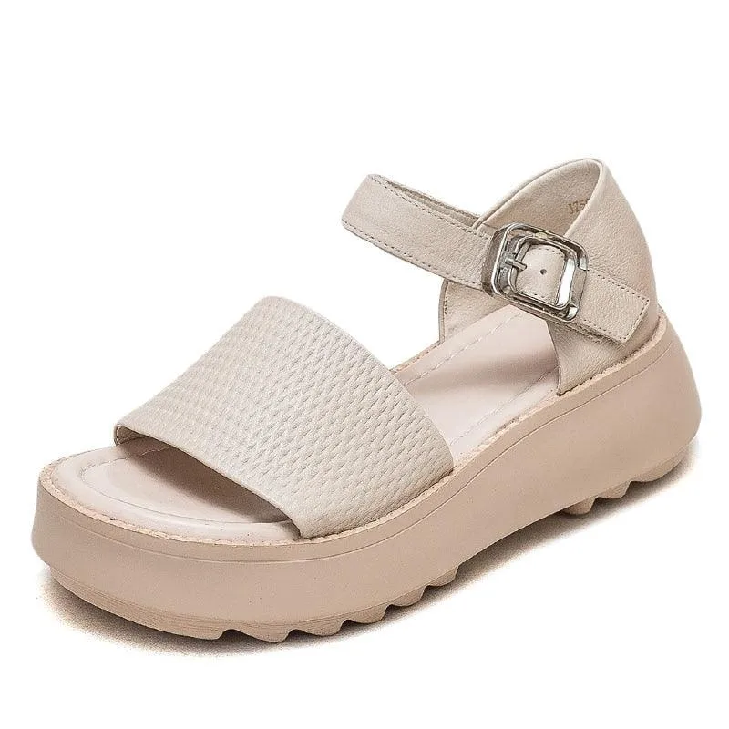 GR310 Roman Sandals: Leather Wedge Women's Casual Shoes