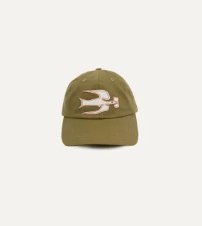 Green Pigeon Appliqué Emblem Cotton-Linen Baseball Cap