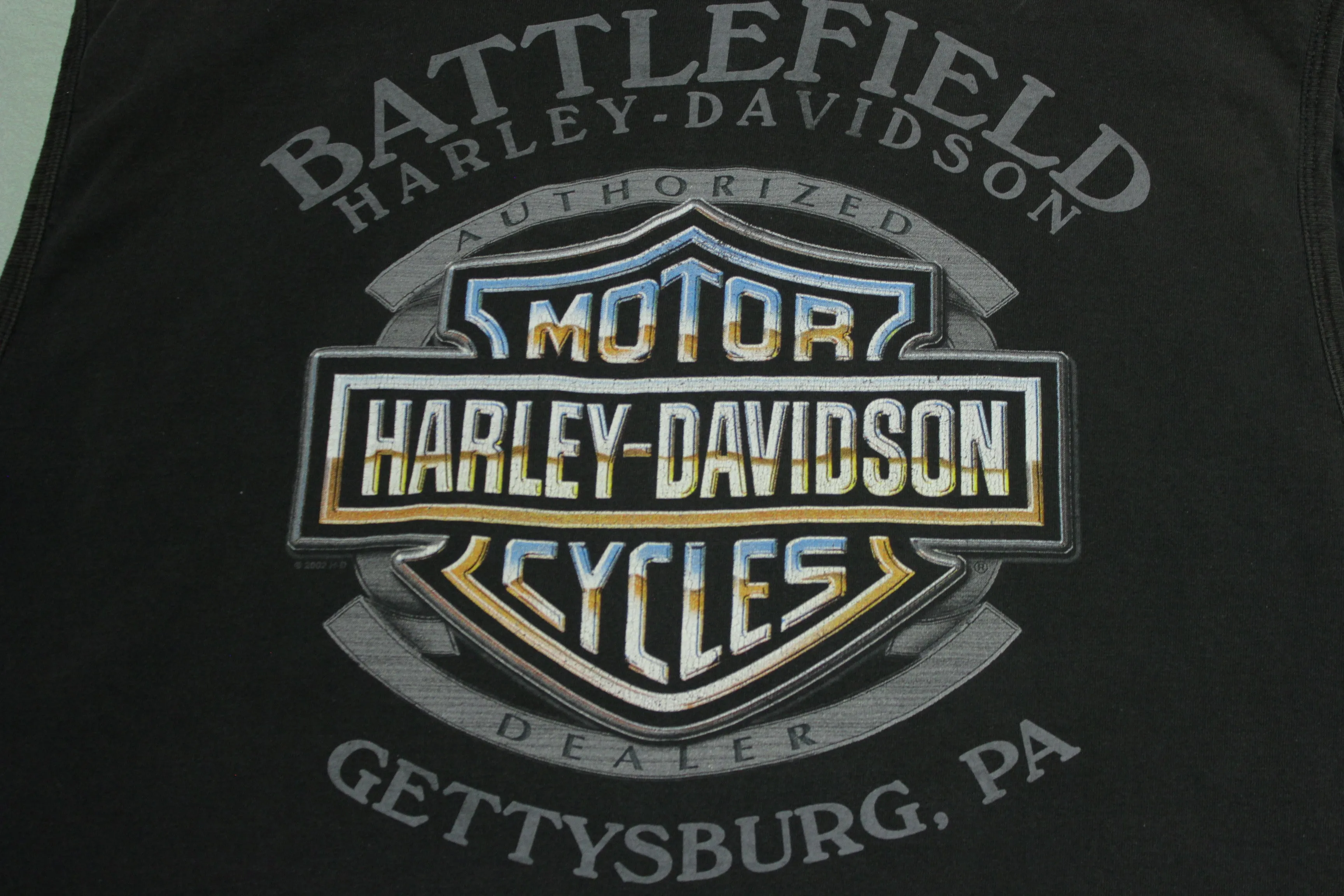 Harley Davidson Motorcycles 100 Year 2003 Battlefield Gettysburg PA Muscle T-Shirt