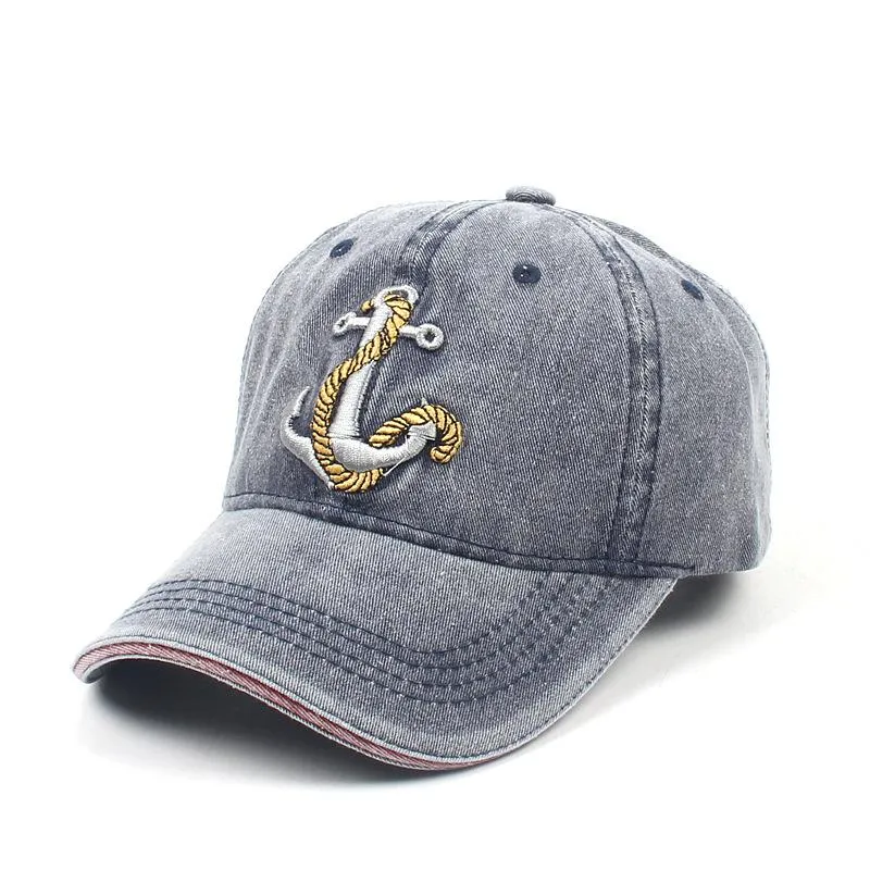 Hip Hop Washed Baseball Cap Anchor Embroidery