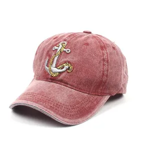 Hip Hop Washed Baseball Cap Anchor Embroidery