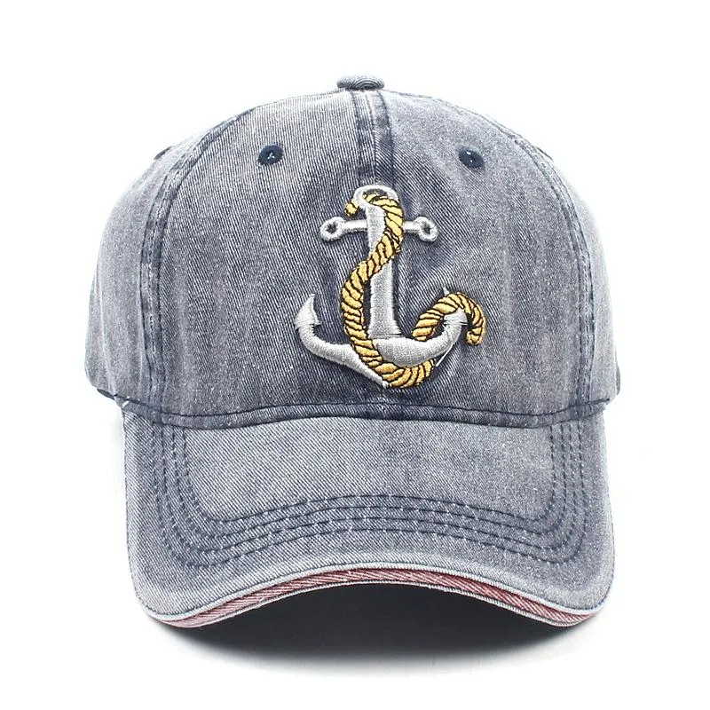 Hip Hop Washed Baseball Cap Anchor Embroidery