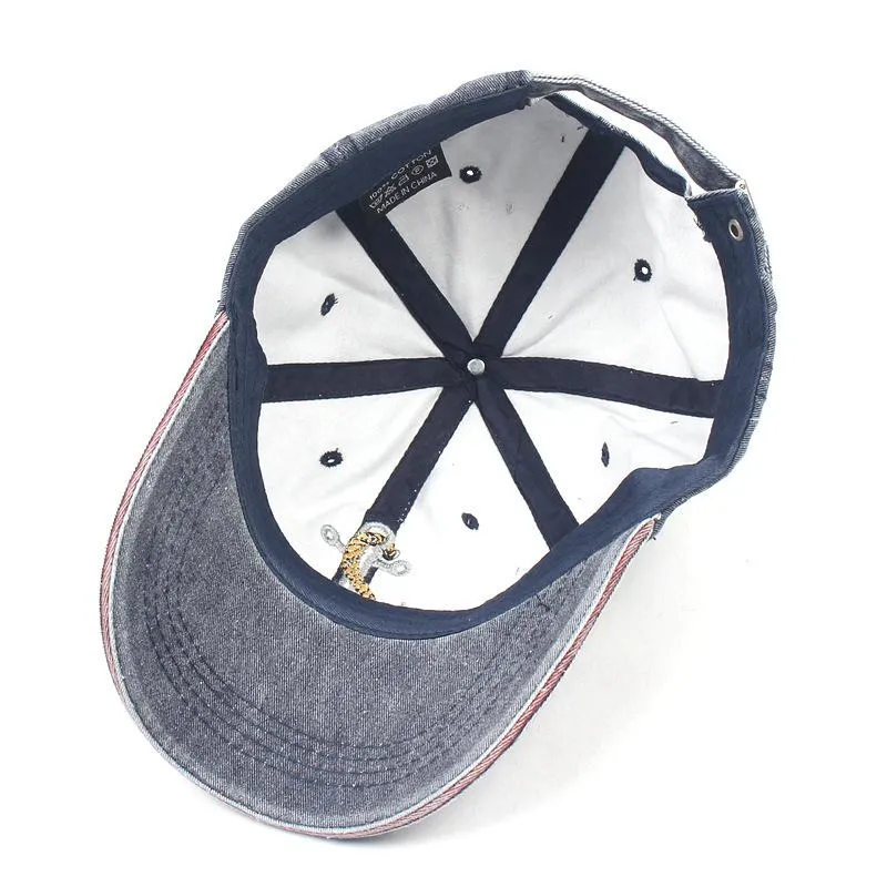 Hip Hop Washed Baseball Cap Anchor Embroidery