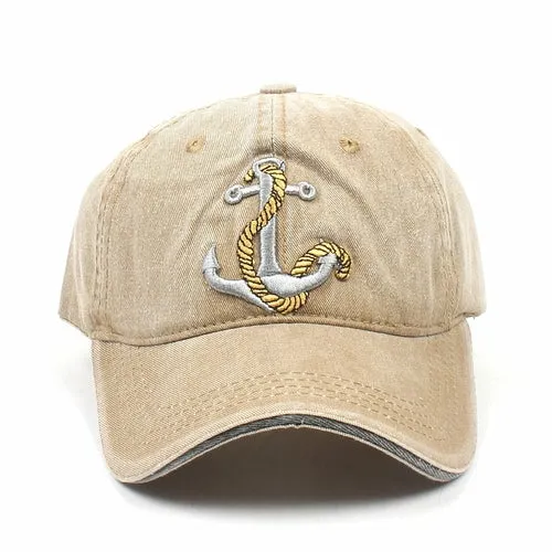 Hip Hop Washed Baseball Cap Anchor Embroidery