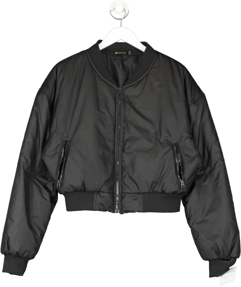 I saw it first Black Zipped Bomber Jacket UK 12