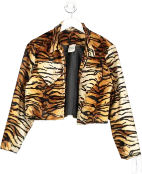 Isolated Heroes Brown Tiger Print Cropped Jacket One Size