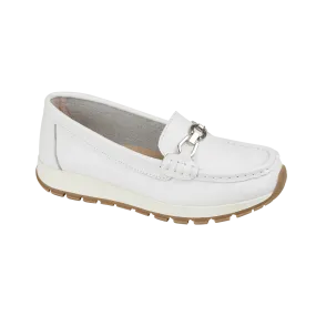 Ladies Leather Slip on White Shoes Ipanema Flat Jo & Joe