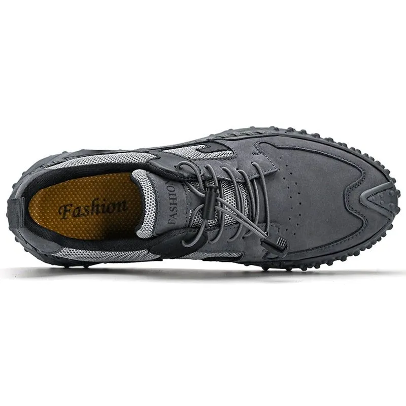 Leather Men's Casual Shoes - Outdoor Sneakers with Breathable Loafers QZ1146