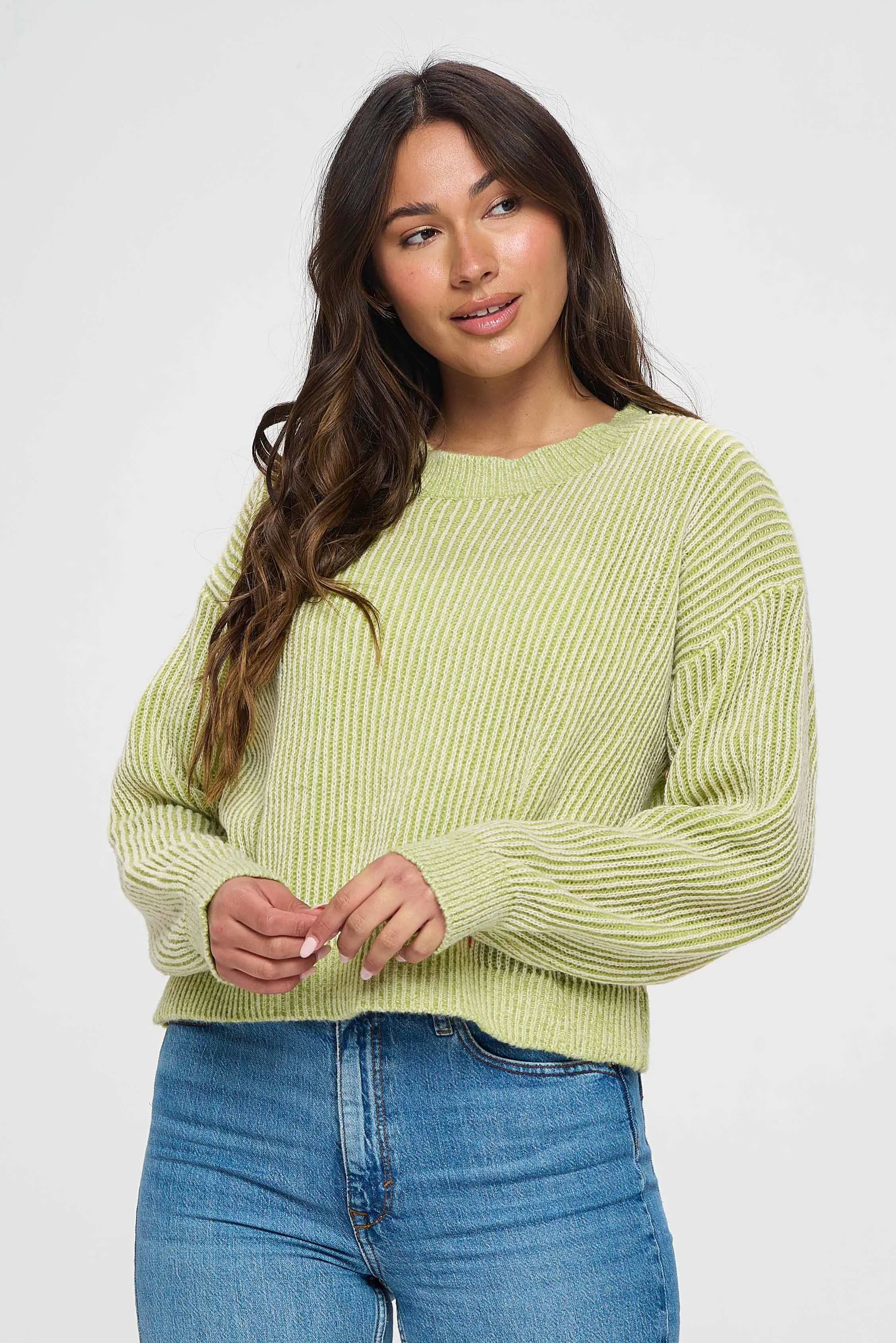 Lime Green Stylish Sweater Top