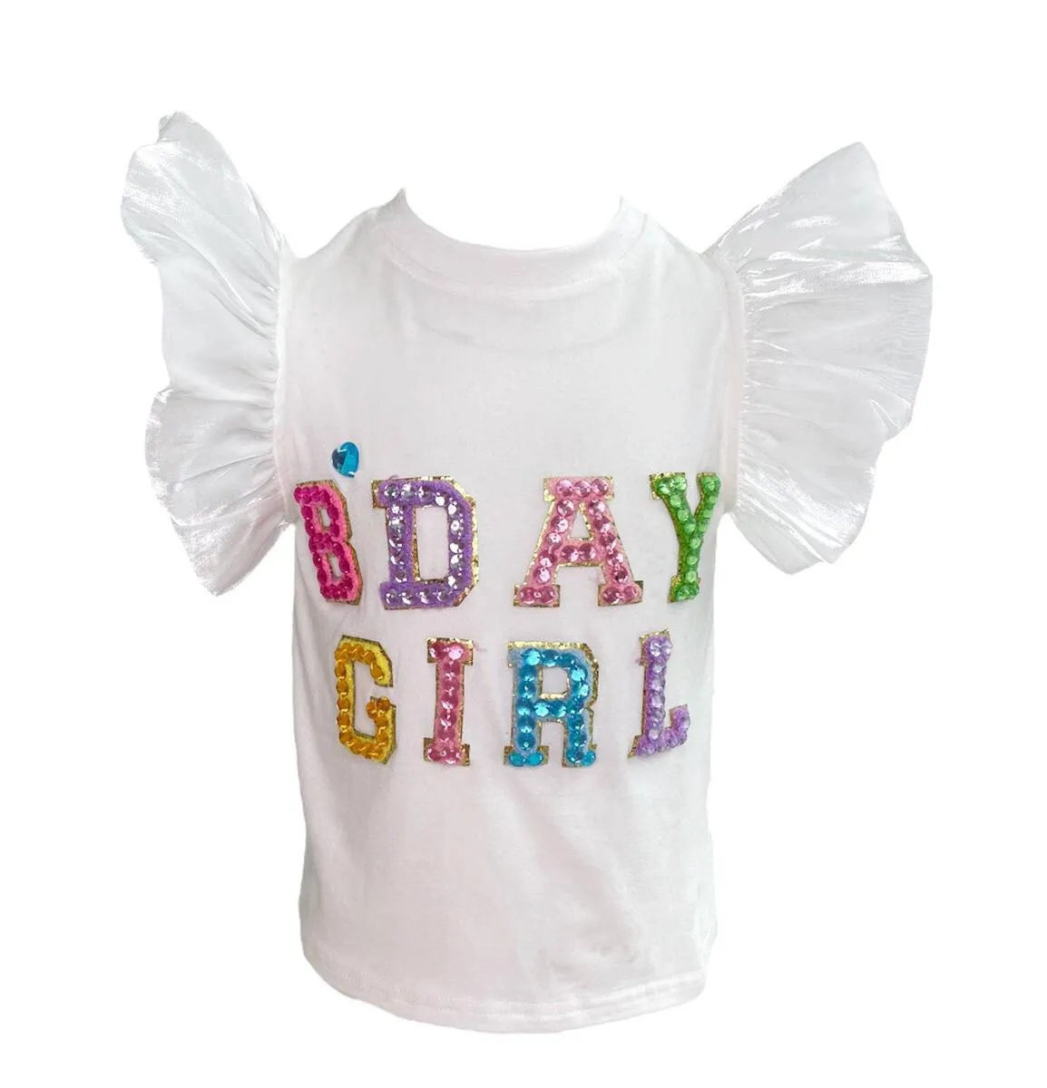 Lola and The Boys Birthday Girl Gem Ruffle Shirt