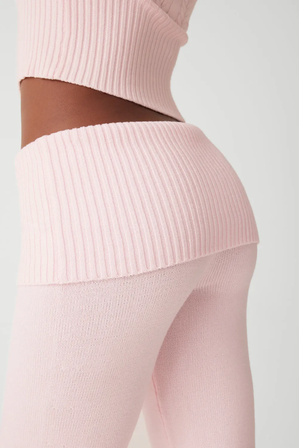 Mason Cloud Knit Flare Pant - Rose Quartz