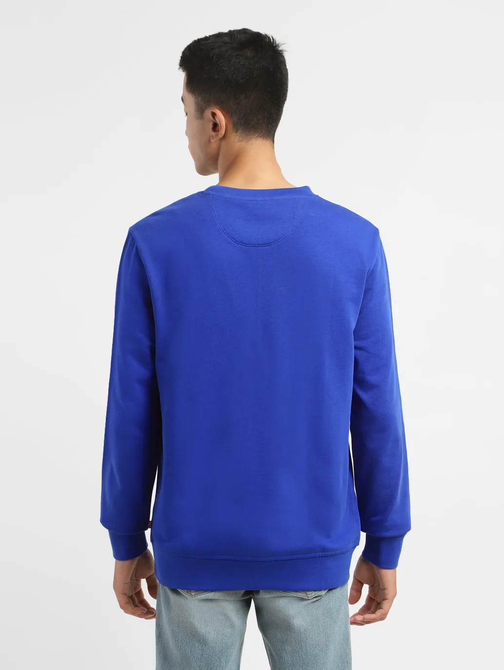 Men's Brand Logo Blue Crew Neck Sweatshirt